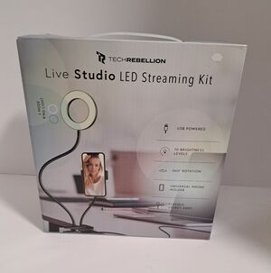 Tech Rebellion Live Studio LED Streaming Kit, 3 Mode Ring Light, NEW